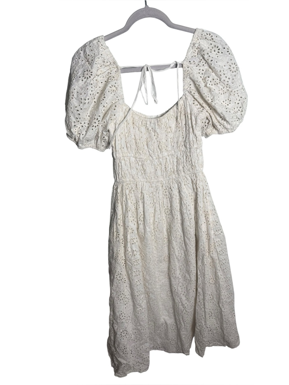 Anthropologie En Saison Puff Sleeve Midi Dress in white S - Picture 4 of 6